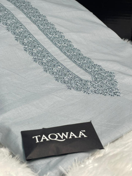 Men Safeer Embroidered – Pure Cotton – Unstitched Fabric – Light Mist