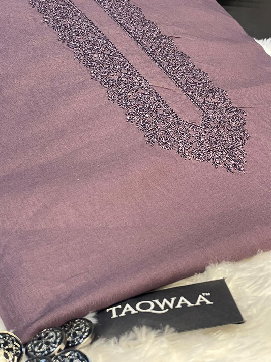 Men Safeer Embroidered – Pure Cotton – Unstitched Fabric – Purple