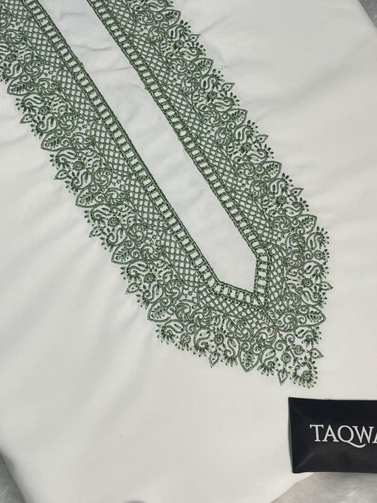 Men Habibi Embroidered – Wash & Wear Boski – Unstitched Fabric – White