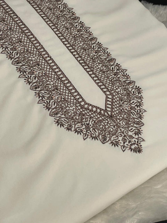 Men Habibi Embroidered – Wash & Wear Boski – Unstitched Fabric – White