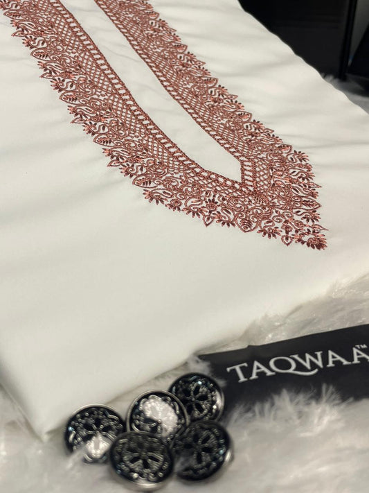 Men Habibi Embroidered – Wash & Wear Boski – Unstitched Fabric – White