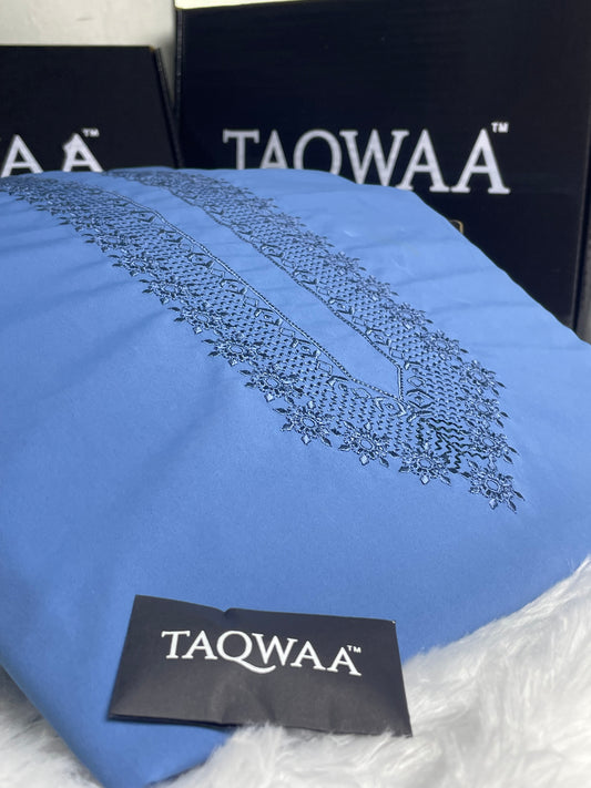 Men Nafees Embroidered – Wash & Wear Boski – Unstitched Fabric – Sky