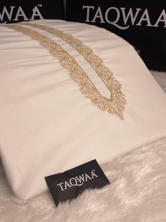 Men Pashto Embroidered – Wash & Wear Boski – Unstitched Fabric – White