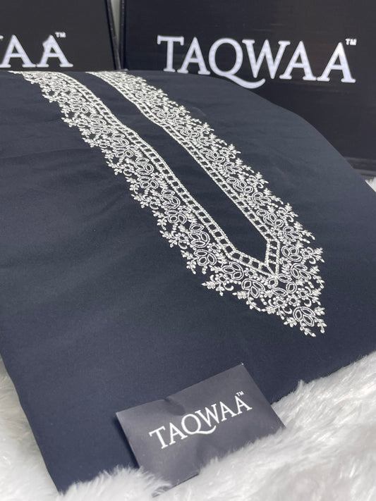 Men Safa Embroidered – Wash & Wear Boski – Unstitched Fabric – Black