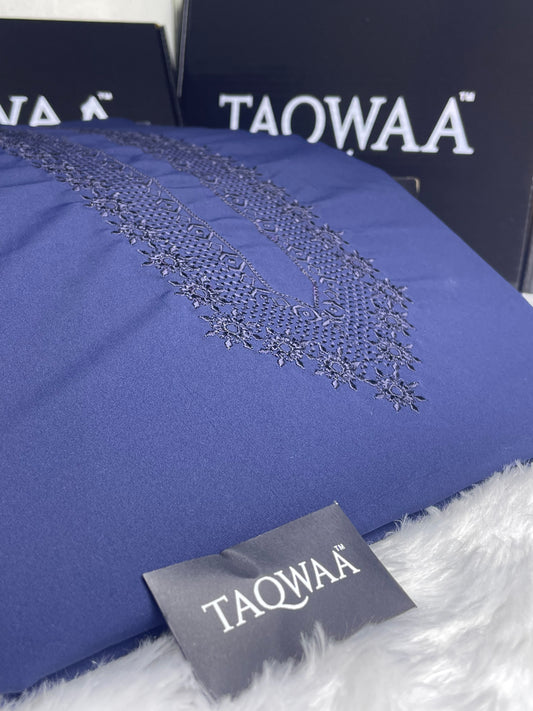 Men Nafees Embroidered – Wash & Wear Boski – Unstitched Fabric – Navy