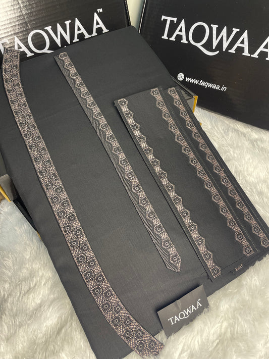 Men Unstitch Chest/Neck Embroidered Kameez Shalwar Black