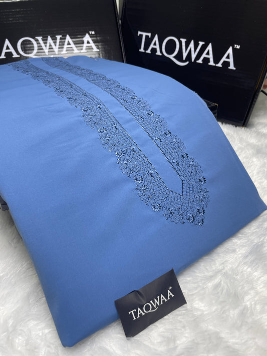 Men Azad Embroidered – Wash & Wear Boski – Unstitched Fabric – Sky Blue