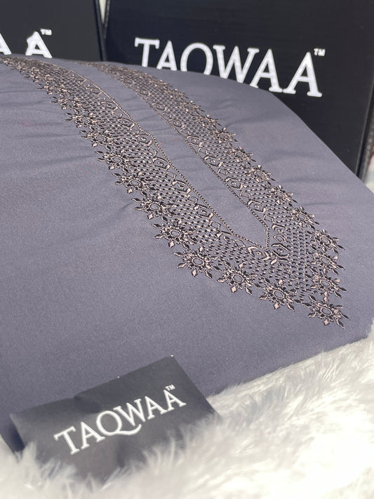 Men Nafees Embroidered – Wash & Wear Boski – Unstitched Fabric – Purple Grey