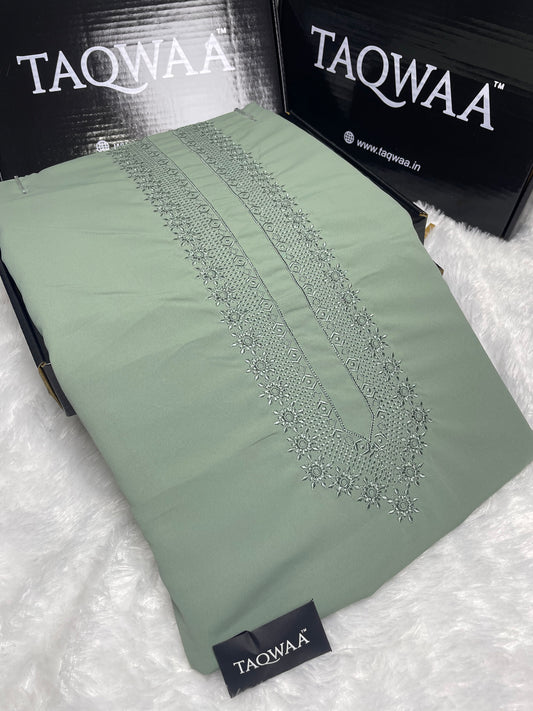 Men Nafees Embroidered – Wash & Wear Boski – Unstitched Fabric – Light Pista