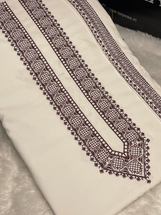 Men Azizi Embroidered – Wash & Wear Boski – Unstitched Fabric – White