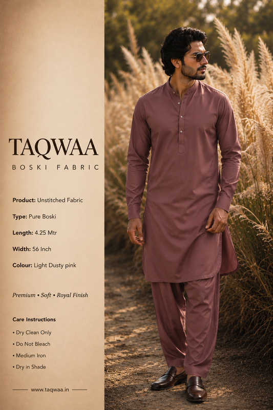 Pure Boski Dusty Light Pink– Unstitched Boski Fabric by TAQWAA