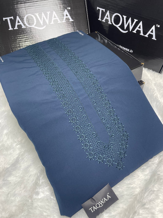 Men Nafees Embroidered – Wash & Wear Boski – Unstitched Fabric – Royal Blue