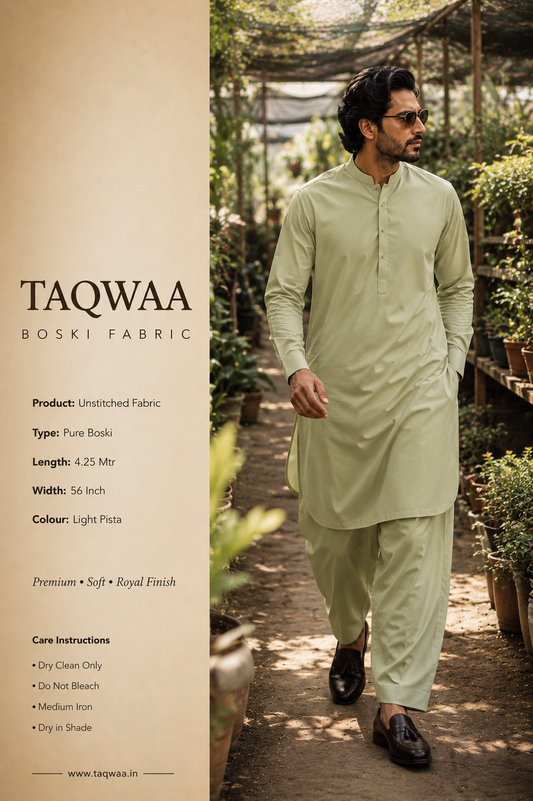 Pure Boski Light Pista – Unstitched Boski Fabric by TAQWAA