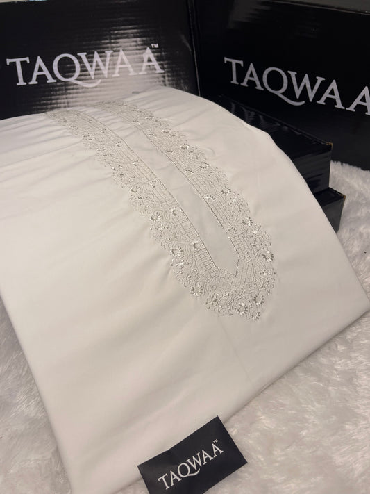 Men Azad Embroidered – Wash & Wear Boski – Unstitched Fabric – White