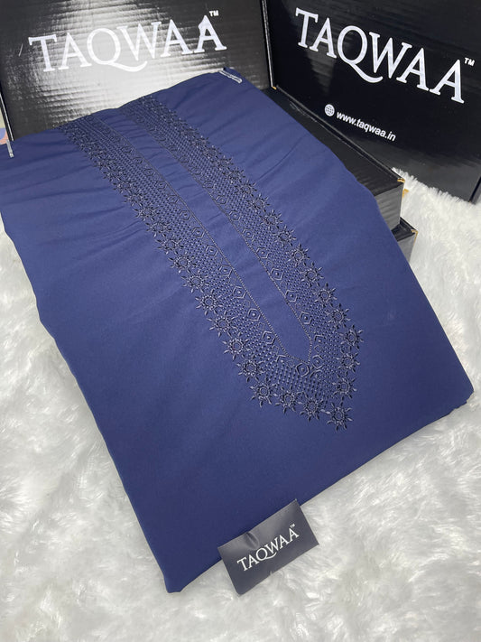 Men Nafees Embroidered – Wash & Wear Boski – Unstitched Fabric – Navy