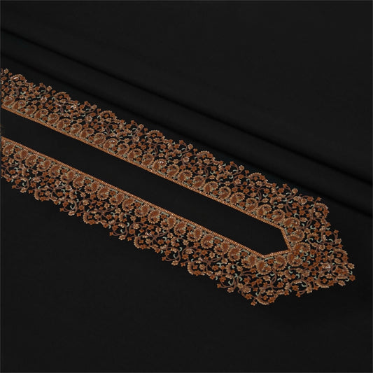 Men Kashmiri Embroidered Wash-N-Wear - Unstiched Fabric - Black