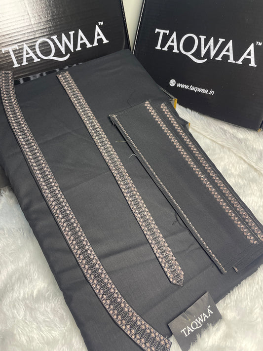 Men Unstitch Chest/Neck Embroidered Kameez Shalwar Black