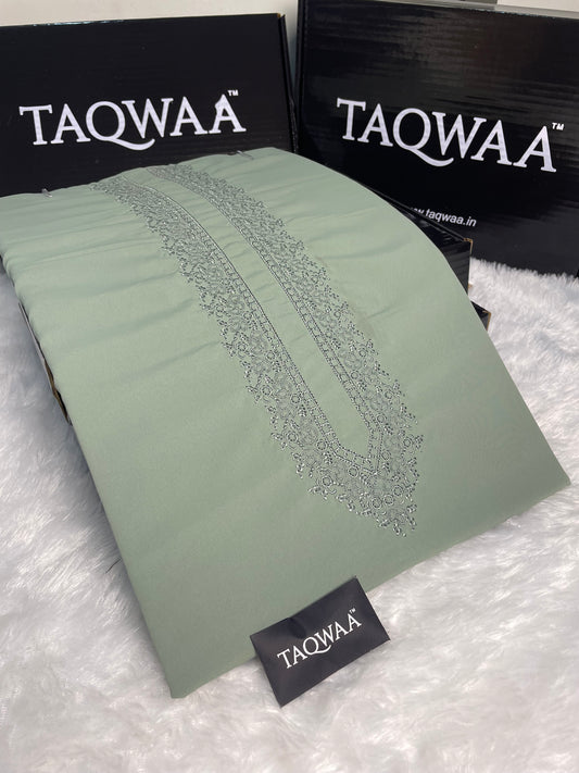 Men Safa Embroidered – Wash & Wear Boski – Unstitched Fabric – Light Pista