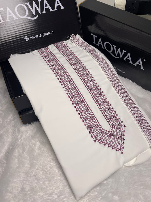 Men Azizi Embroidered – Wash & Wear Boski – Unstitched Fabric – White