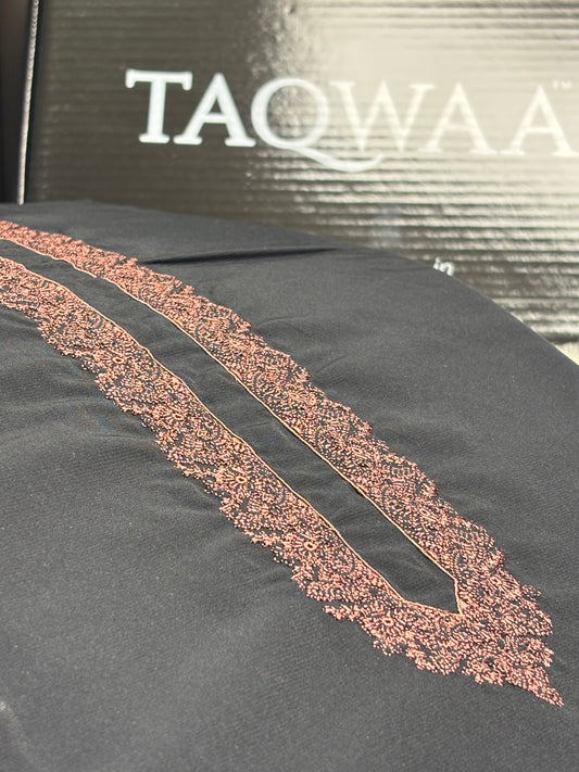 Men Pashto Embroidered – Wash & Wear Boski – Unstitched Fabric – Black