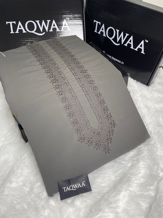 Men Nafees Embroidered – Wash & Wear Boski – Unstitched Fabric – Charcoal Grey