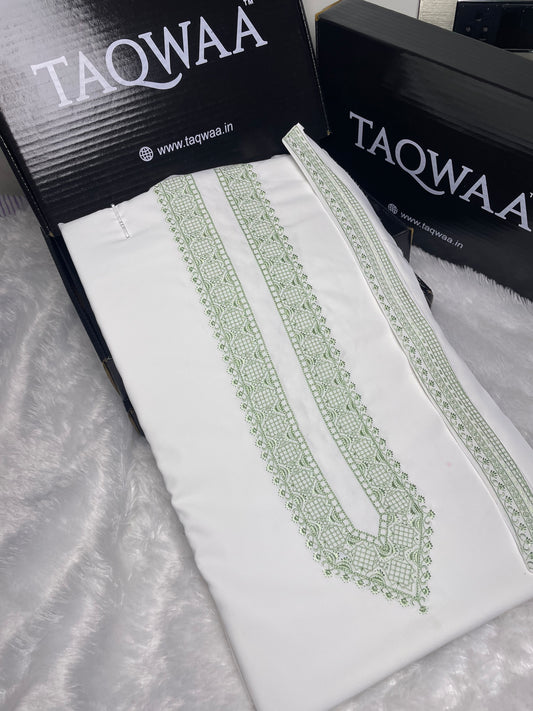 Men Azizi Embroidered – Wash & Wear Boski – Unstitched Fabric – White