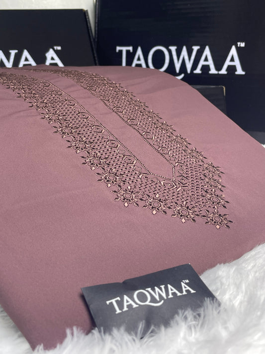 Men Nafees Embroidered – Wash & Wear Boski – Unstitched Fabric – Dark Dusty Pink