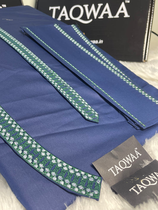 Men Unstitch Chest/Neck Embroidered Kameez Shalwar Dark Blue