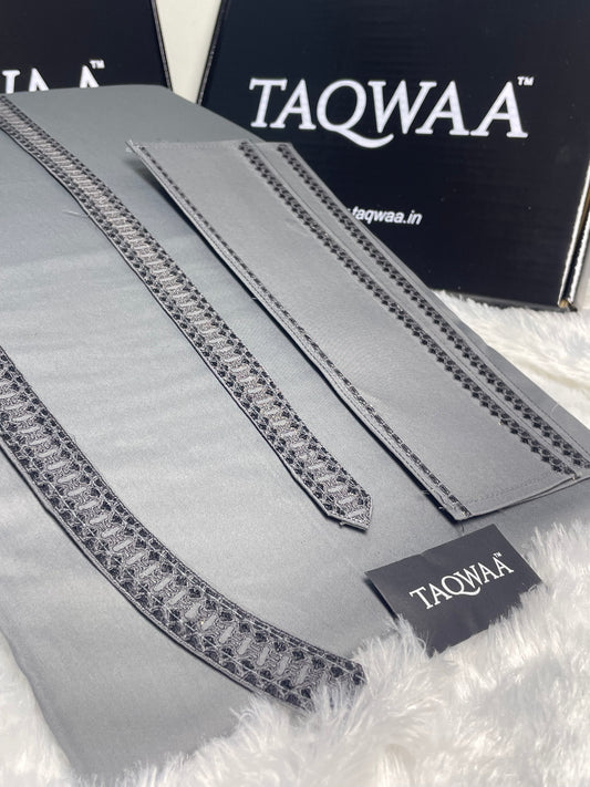 Men Unstitch Chest/Neck Embroidered Kameez Shalwar Grey