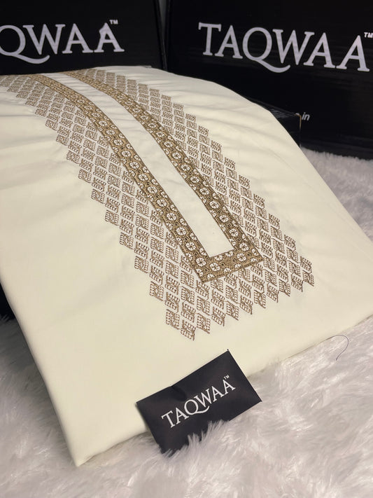 Men Afghan 2 Embroidered – Wash & Wear Boski – Unstitched Fabric – Cream