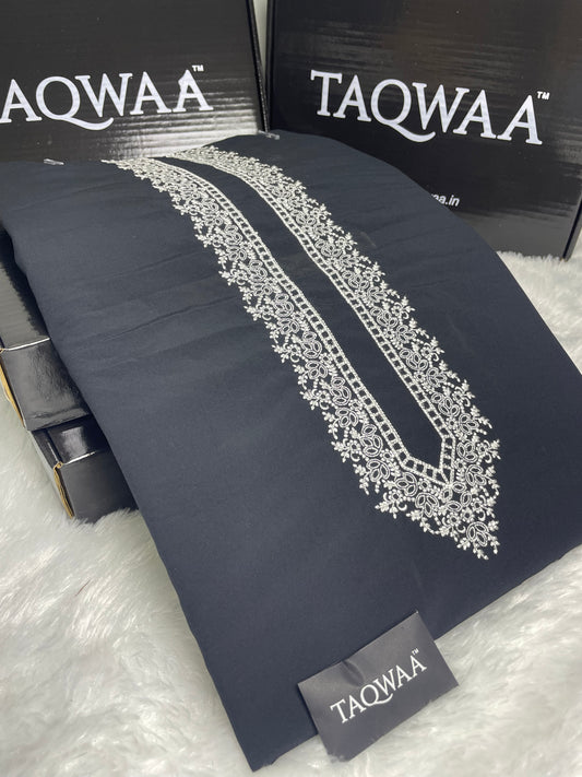 Men Safa Embroidered – Wash & Wear Boski – Unstitched Fabric – Black