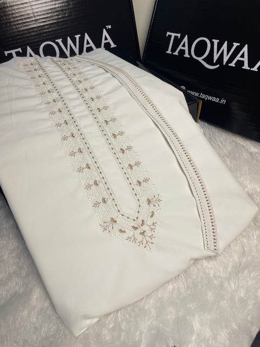 Men Naqsh Embroidered – Wash & Wear Boski – Unstitched Fabric – White
