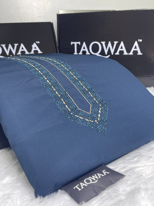 Men Fakhr Embroidered – Wash & Wear Boski – Unstitched Fabric – Royal Blue