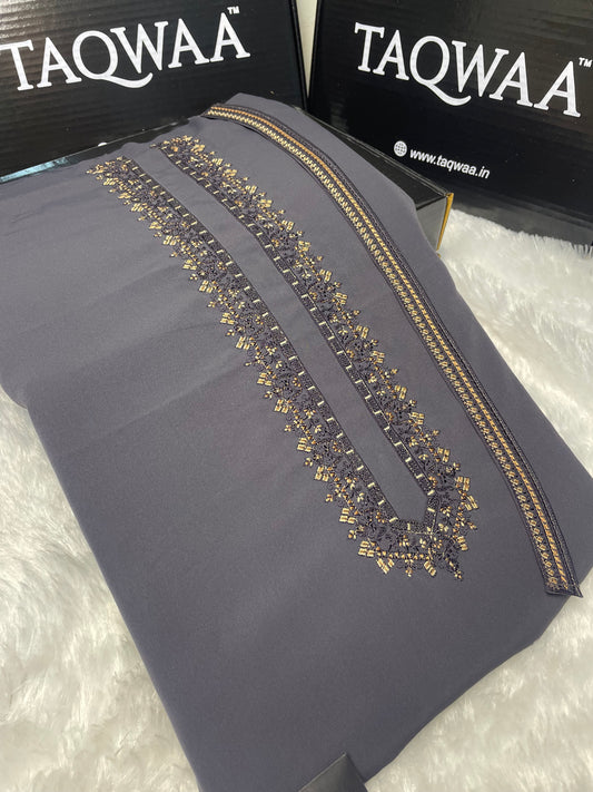 Men Zardosh Embroidered – Wash & Wear Boski – Unstitched Fabric – Purple Grey