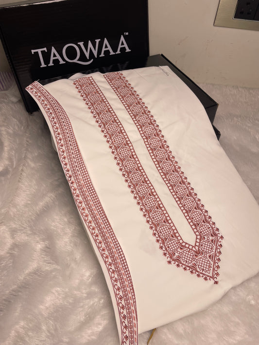 Men Azizi Embroidered – Wash & Wear Boski – Unstitched Fabric – White