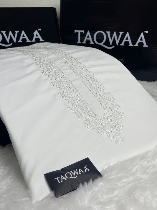 Men Safa Embroidered – Wash & Wear Boski – Unstitched Fabric – White