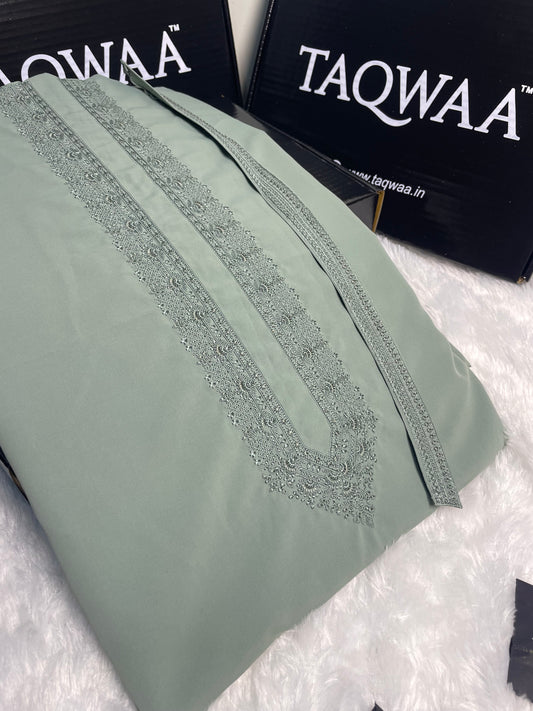 Men Naqsh Embroidered – Wash & Wear Boski – Unstitched Fabric – Pista