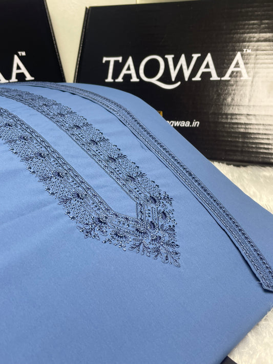 Men Naqsh Embroidered – Wash & Wear Boski – Unstitched Fabric – Sky