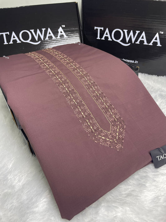 Men Fakhr Embroidered – Wash & Wear Boski – Unstitched Fabric – Mauve