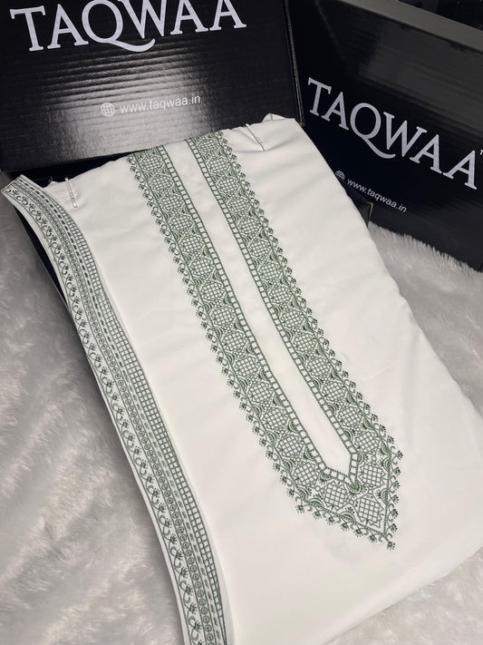 Men Azizi Embroidered – Wash & Wear Boski – Unstitched Fabric – White