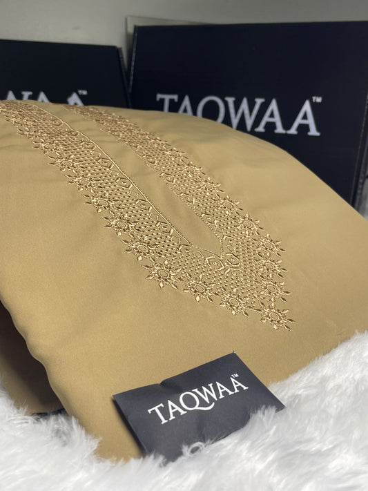 Men Nafees Embroidered – Wash & Wear Boski – Unstitched Fabric – Biscuit