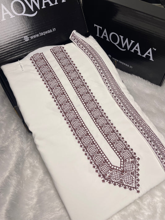 Men Azizi Embroidered – Wash & Wear Boski – Unstitched Fabric – White