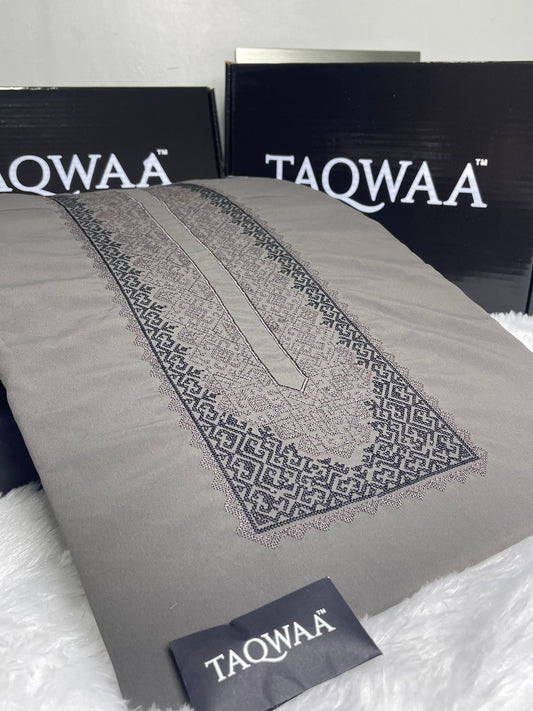 Men Afghan Embroidered – Wash & Wear Boski – Unstitched Fabric – Grey