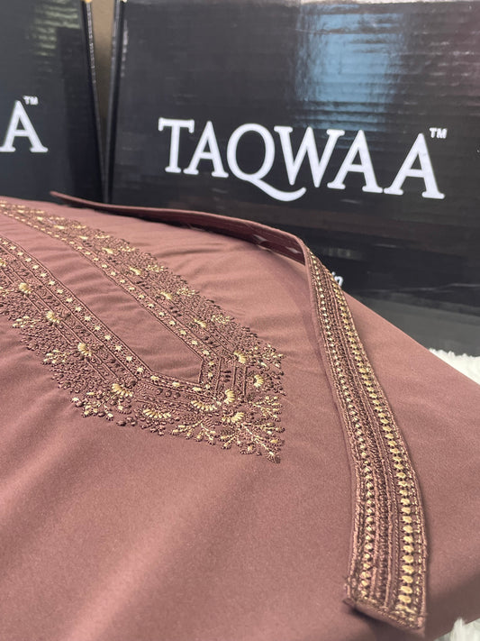 Men Naqsh Embroidered – Wash & Wear Boski – Unstitched Fabric – Dark Dusty