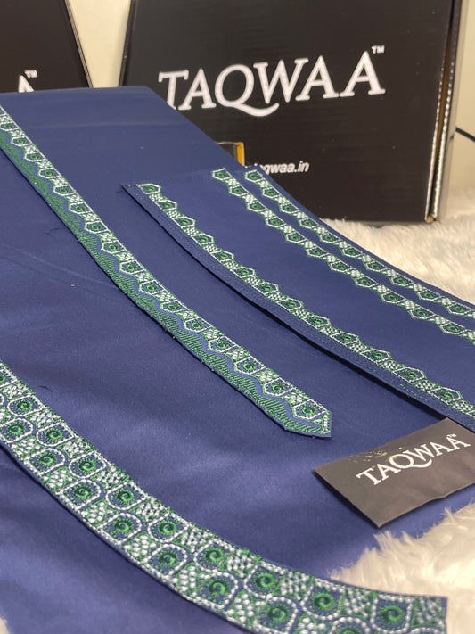 Men Unstitch Chest/Neck Embroidered Kameez Shalwar Dark Blue