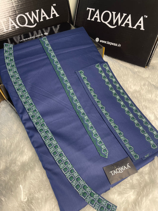 Men Unstitch Chest/Neck Embroidered Kameez Shalwar Dark Blue
