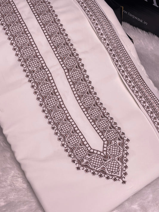 Men Azizi Embroidered – Wash & Wear Boski – Unstitched Fabric – White