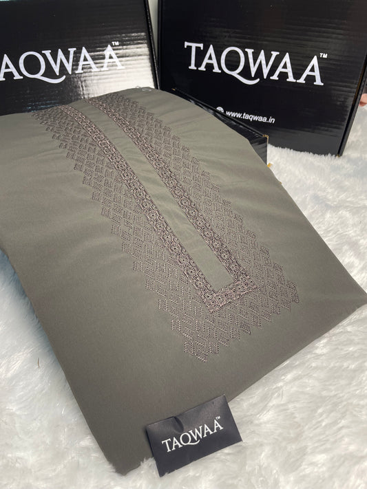 Men Afghan 2 Embroidered – Wash & Wear Boski – Unstitched Fabric – Grey