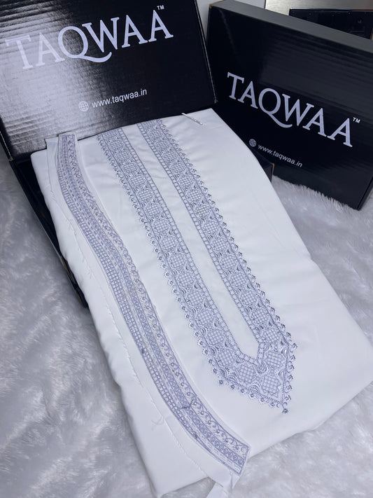 Men Azizi Embroidered – Wash & Wear Boski – Unstitched Fabric – White