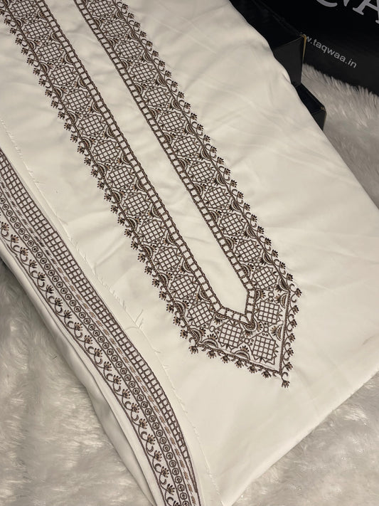Men Azizi Embroidered – Wash & Wear Boski – Unstitched Fabric – White